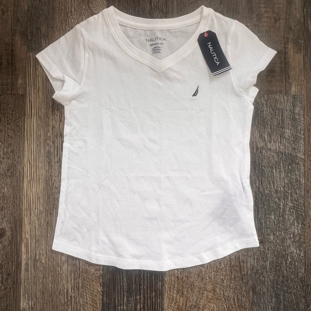 Nautica Girls Classic White Short Sleeve Tee
